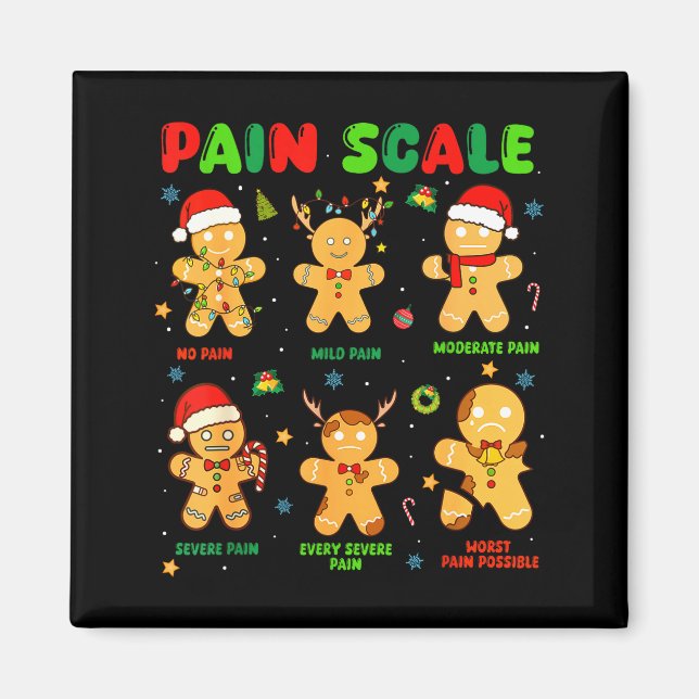 Aimant Pain Scale Funny Gingerbread Man Christmas Nurse H (Devant)