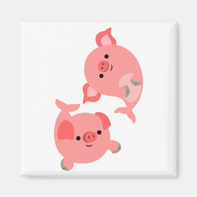 Aimant Paire mignonne de cochons de carbone (Devant)