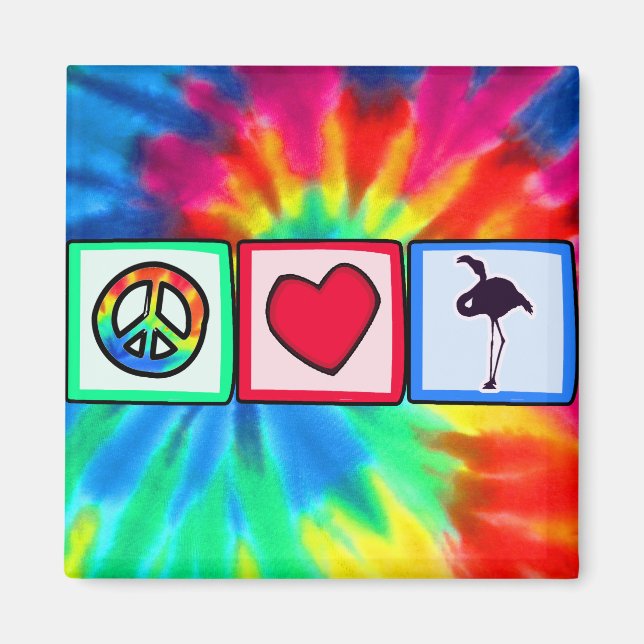 Aimant Paix, Amour, Flamants roses (Devant)