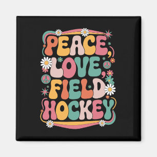 Aimant Paix Amour Hockey sur gazon Hippie Rétro 70s