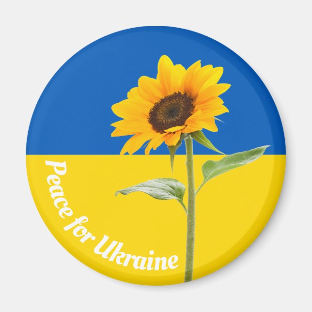 Aimant Paix pour l'Ukraine Drapeau de tournesol Jaune & B (Devant)