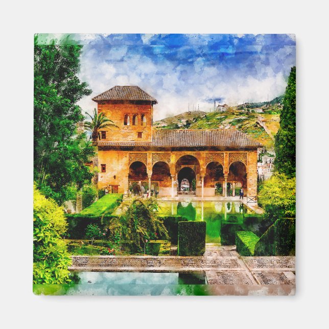 Aimant Palacio del Partal, Alhambra, Grenade, Espagne. (Devant)