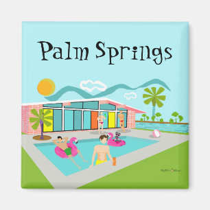 Aimant Palm Springs Retro Gay Flamant rose rose