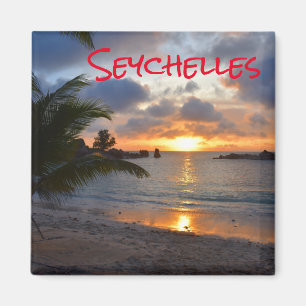 Aimant Palm Tree Beach Sunset de l'île tropicale des Seyc