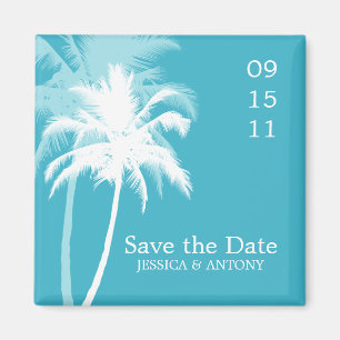 Aimant Palm Trees Tropical Wedding Save the Date or Favor