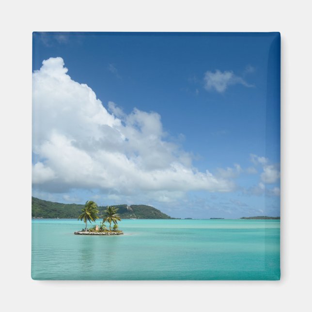 Aimant Palmier dans l'aimant lagon de Bora Bora (Devant)
