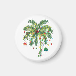 Aimant Palmier de Noël tropical avec lumières et ornam