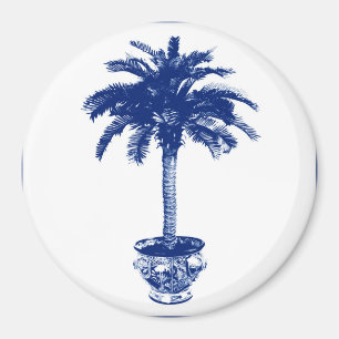 Aimant Palmier pointillé - bleu marine et blanc