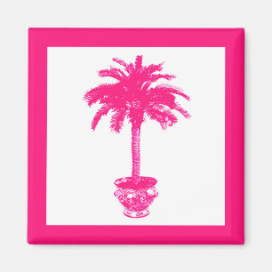 Aimant Palmier pointillé - rose fuchsia et blanc