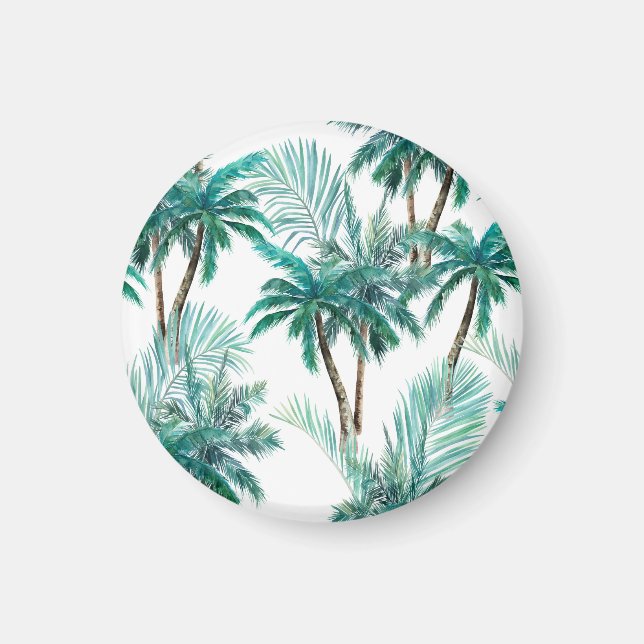 Aimant Palmier tropical : Motif de la jungle aquarelle. (Devant)