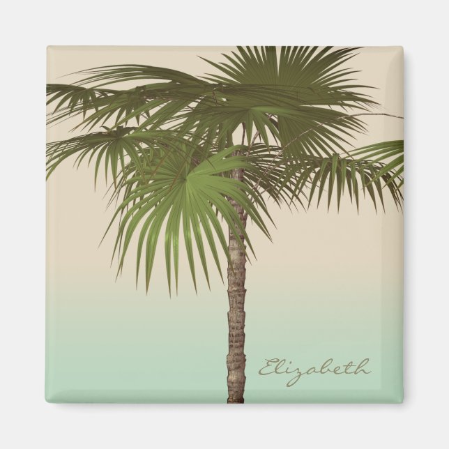 Aimant Palmier Tropical Romantique - Personnalisé (Devant)