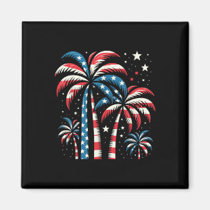 Aimant Palmiers américains patriotiques Été Drapeau États