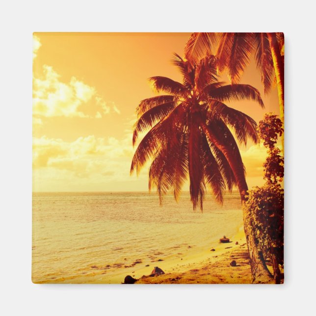 Aimant Palmiers tropicaux sur une plage à l'aimant du cou (Devant)