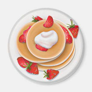 Aimant Pancakes aux fraises avec sirop