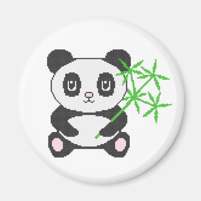 Aimant Panda à points croisés drôle (Devant)
