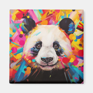 Aimant Panda Animal Portrait Peinture colorée