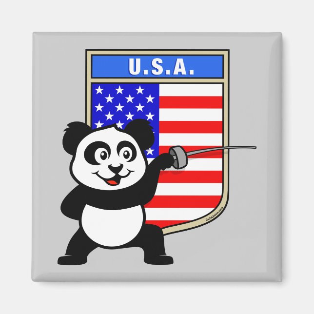 Aimant Panda d'escrime aux USA (Devant)