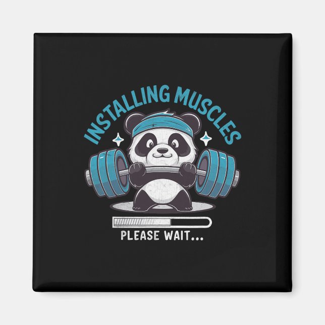 Aimant Panda Installation Muscles Veuillez Attendre Poids (Devant)