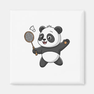 Aimant Panda Intelligent Jouer Badminton Drôle Humoristiq