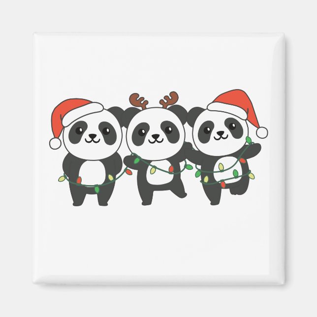 Aimant Panda Noël Animaux mignons Pandas Magn (Devant)