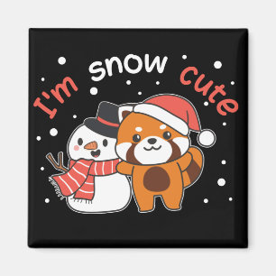 Aimant Panda rouge Je suis Snow mignon Snowman Pun magnét