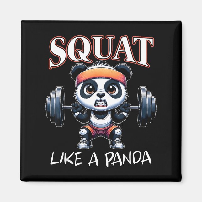Aimant Panda Weightlifting Fitness Funny Gym Quote Squat  (Devant)