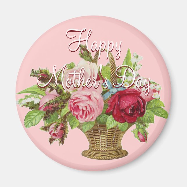 Aimant Panier à fleurs de la fête des mères (Devant)