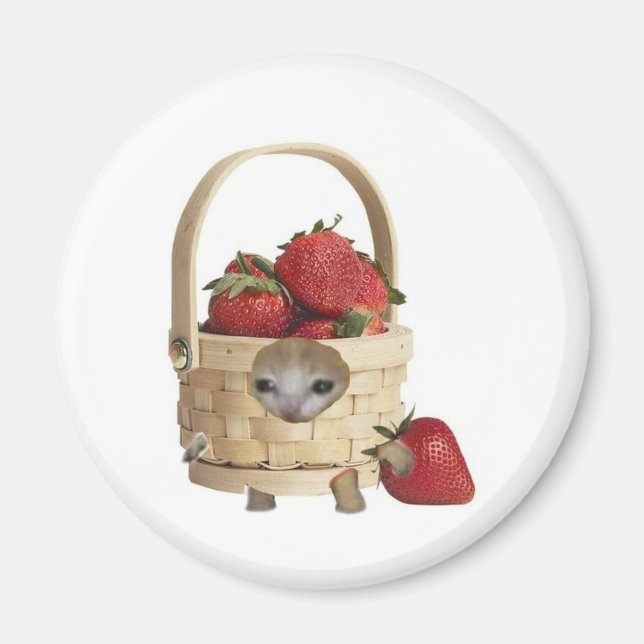 Aimant Panier de fraises chat  (Devant)