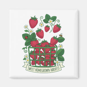 Aimant Panier de fraises sucrées aux fruits rouges