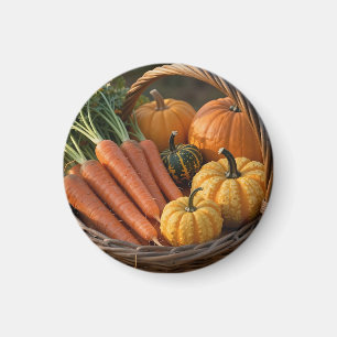 Aimant Panier de récolte rustique citrouilles carottes