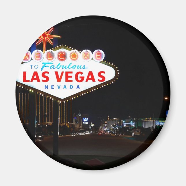 Aimant Panneau Bienvenue À Las Vegas Illuminé La Nuit (Devant)