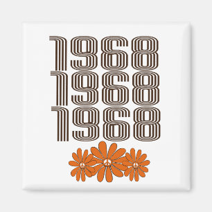 Aimant Panneau de Paix 1968 Orange Hippy Flower Power