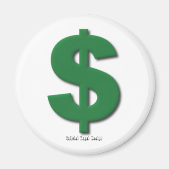 Aimant Panneau Dollar Vert avec style biseauté (Devant)