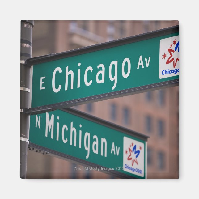 Aimant Panneaux de Chicago et Michigan Avenue, Chicago, (Devant)