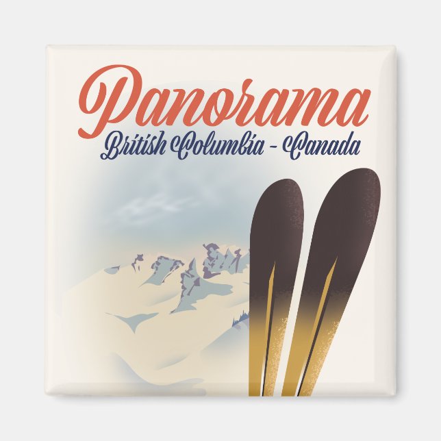 Aimant Panorama Colombie-Britannique affiche de ski Canad (Devant)
