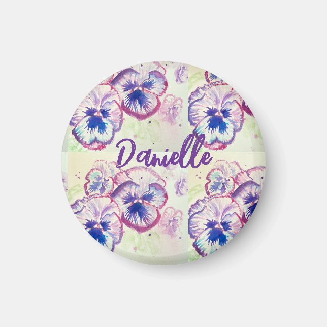 Aimant Pansies Pansy Fleur violet Rose floral (Devant)