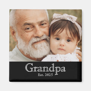 Aimant Papa a fondé Photo Blanc Texte Minimal Gras