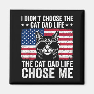 Aimant Papa Chat La Vie M'a Choisi Drapeau Américain Drôl