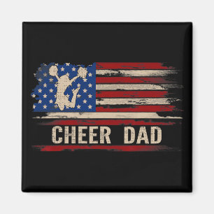 Aimant Papa Cheer Vintage Drapeau Américain Usa Cheerlead