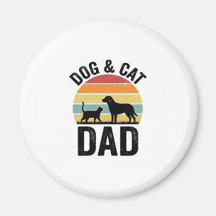 Aimant Papa Chien et Chat Vintage T-Shirt pour Amoureux d