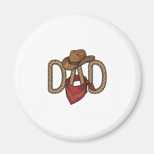 Aimant Papa Cowboy Corda Chapeau Bandana Gravure Vintage 
