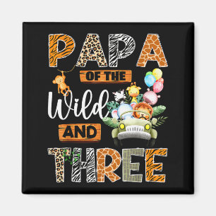 Aimant Papa de la jungle et garçon safari pour troisième 