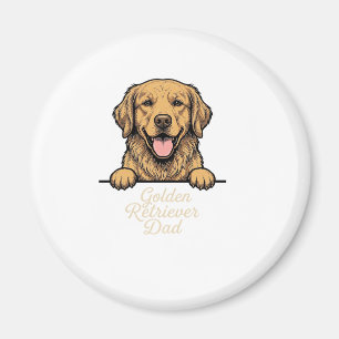 Aimant Papa Retriever Doré Gravure de Style Vintage