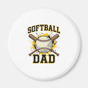 Aimant Papa Softball Vintage Varsity Dessin Bats Croisés_