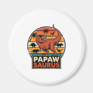 Aimant Papawsaurus Rétro Dinosaure Coucher de Soleil Desi
