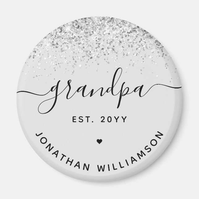 Aimant Papi Est Glitter Confetti Cadeaux Personnalisés po (Devant)