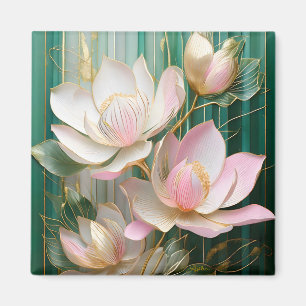 Aimant Papier peint en fleurs japonais Magnolia Art