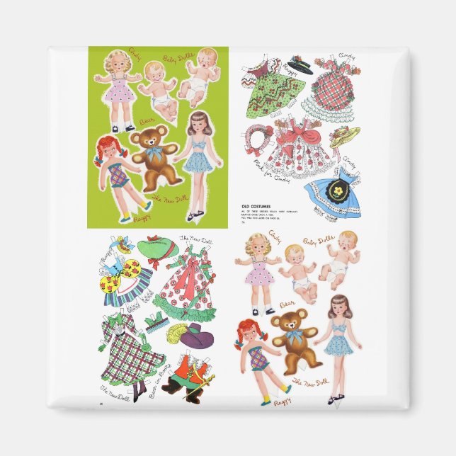 Aimant Papier Poupée Cinquante Design, adorable Rétro (Devant)