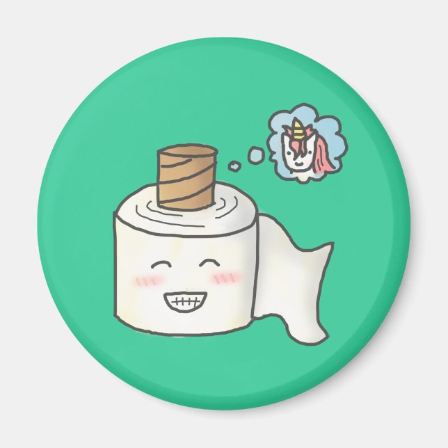 Aimant Papier Toilette amusant Rêve Unicorn (Devant)