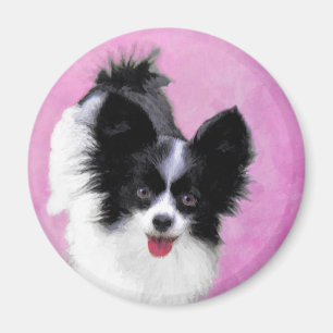 Aimant Papillon (blanc et noir) Peinture - Chien Art